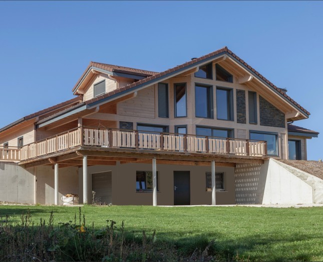Maisons bois moderne avec de la luminosité grâce à de grandes ouvertures (Montflovin)